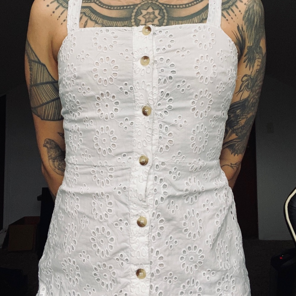 White linen dress